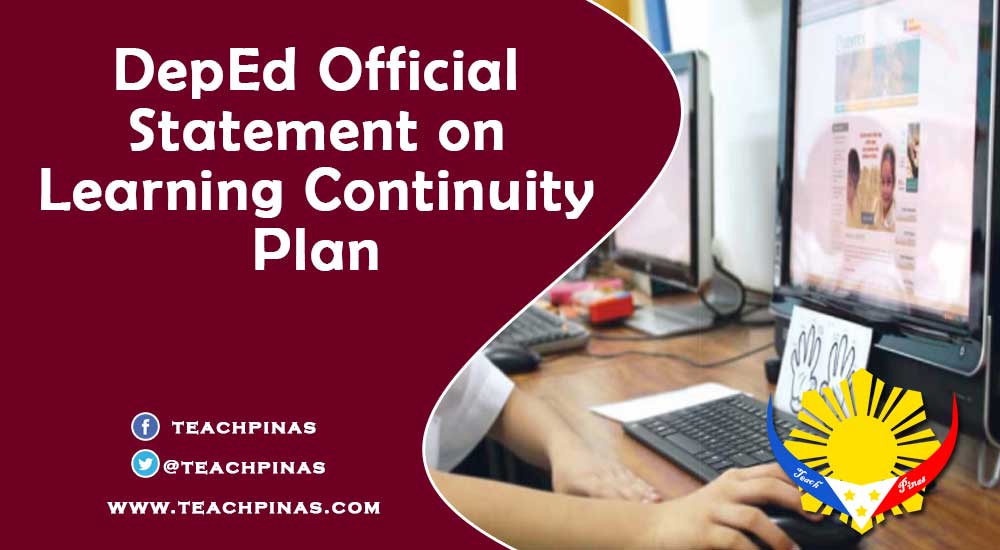 Deped official statement on learning continuity plan teach pinas