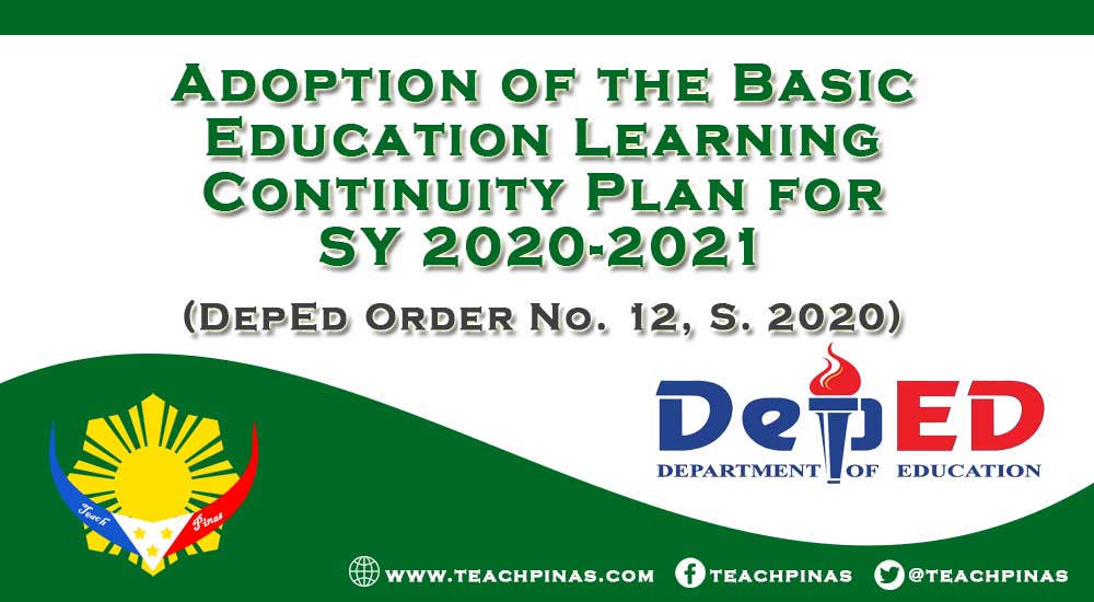 Adoption of the Basic Education Learning Continuity Plan for SY 2020-2021