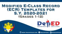 Modified E-Class Record (ECR) Templates for SY 2020-2021