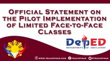 Official Statement on the Pilot Implementation of Limited Face-to-Face Classes