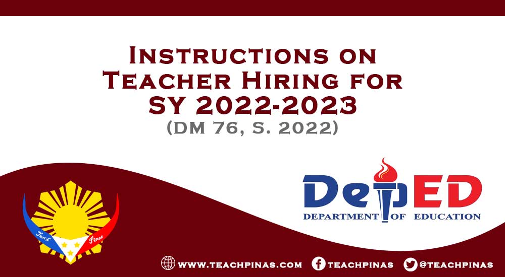 Instructions on Teacher Hiring for SY 20222023 Teach Pinas
